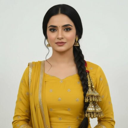 Design 20 Gold Colour Punjabi Paranda Hair Accessory Bell Shape With Mirror Parandi Red Braid Hair Extensions For Womens