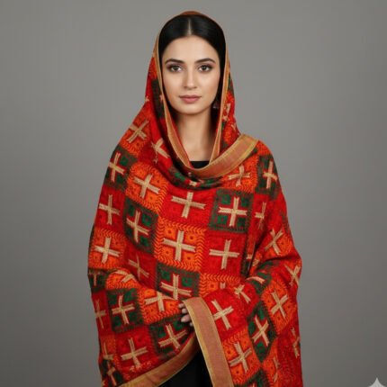 Pattern-embroidered or Multicolour Phulkari