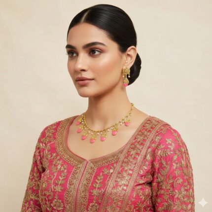 Gold Look Pink Colour Jugni Set