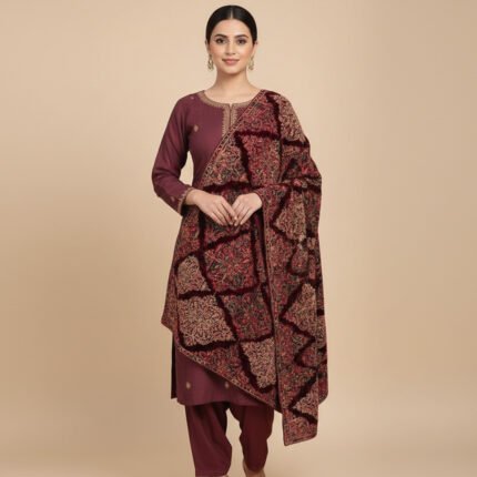 Design no 7 Embroidered Velvet shawl