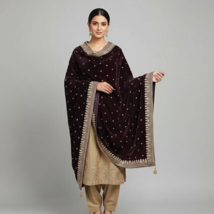 Design no 6 Embroidered Velvet shawl