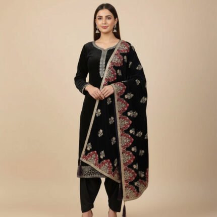 Design no 10 Embroidered Velvet shawl