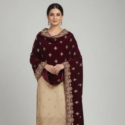 Design no 11 Embroidered Velvet shawl