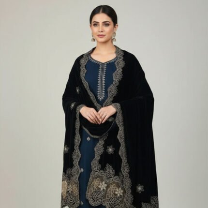 Design no 12 Velvet Shawl With Zari Work