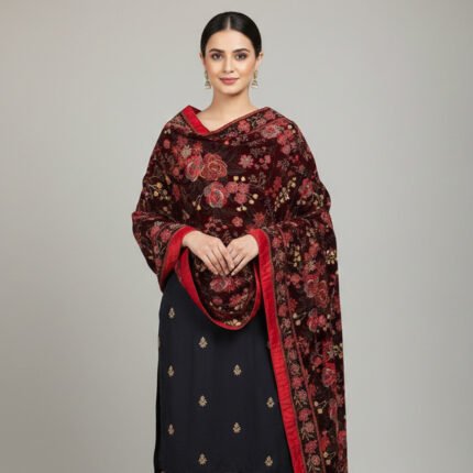 Design no 13 Embroidered Velvet shawl